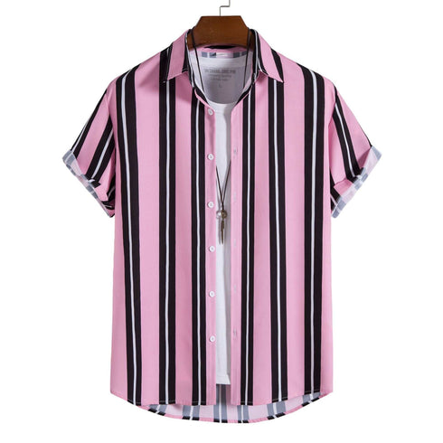 Striped Shirt Men's Casual  Digital Printing